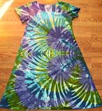 XXXL Hip Mama Cap Slv Long Dress w/ Mandala: Turquoise, Periwinkle, Cobalt, Aqua, Avocado, Violet