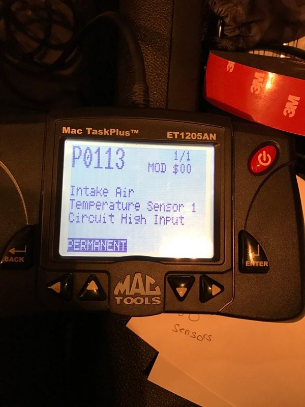 Air Temperature Intake Sensor/Check Engine Light help! Chevy