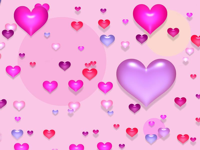 This hearts background has pink purple and blue hearts