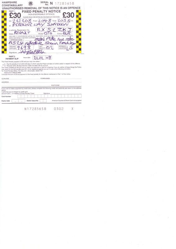 FightBack Forums > Fixed penalty notice for number plate