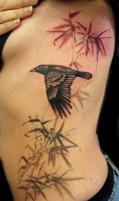 bird tattoo on rib