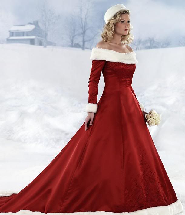 Here 39s a lovely red Christmas wedding dress