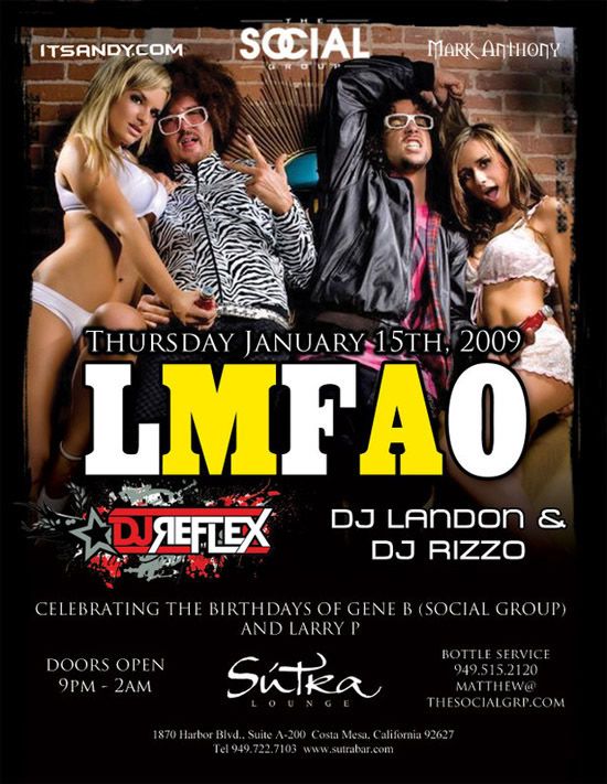 LMFAO Sutra bday flier wlmfao