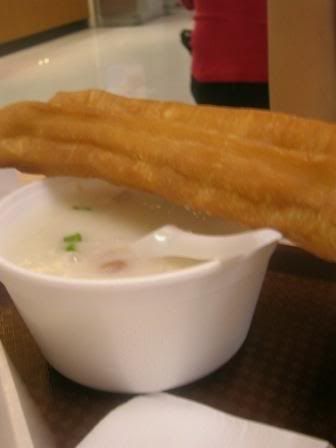 Hong Kong Jok (porridge) with Char Leong (fried twisted bread).