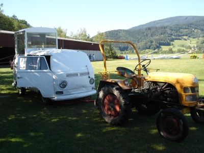  converted Volkswagen T2 Microbus, and it has to be towed by a tractor.