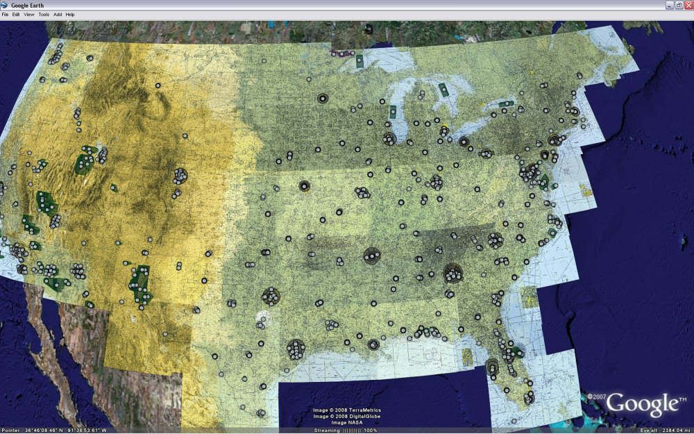 Google Earth aeronautical charts of the US General Mutley's Hangar