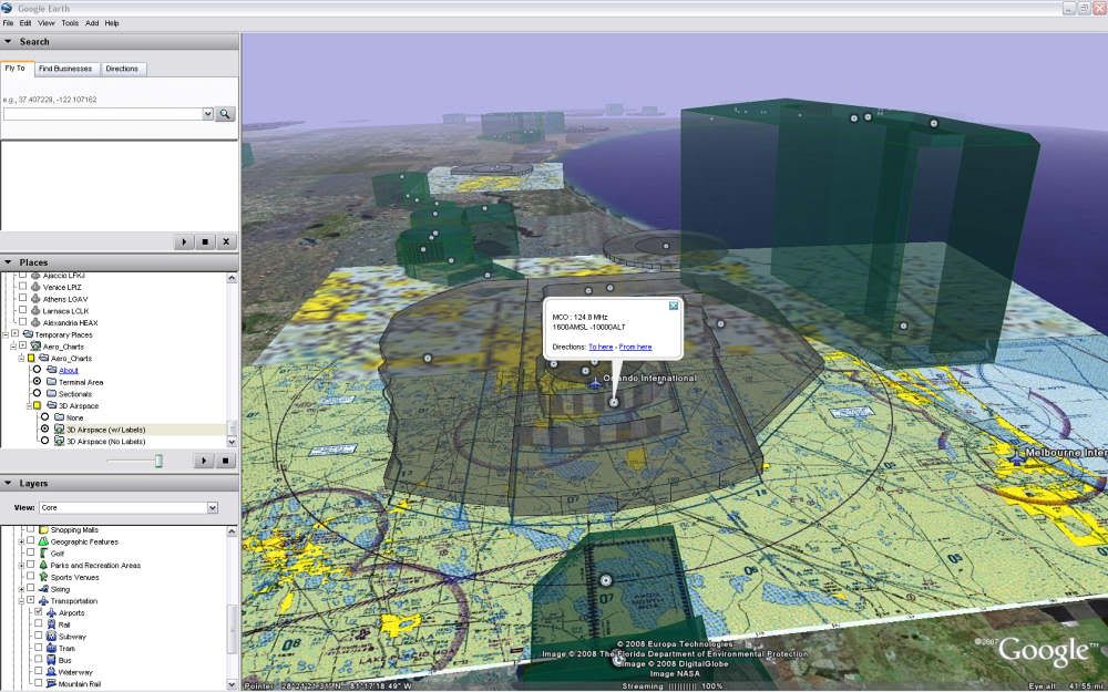 Google Earth aeronautical charts of the US General Mutley's Hangar