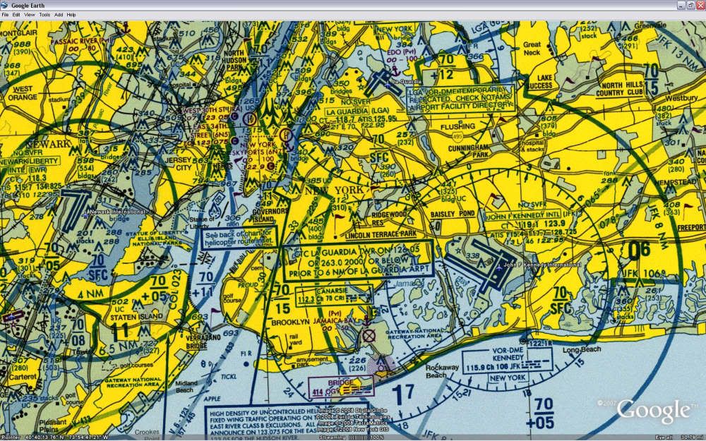 Google Earth aeronautical charts of the US General Mutley's Hangar