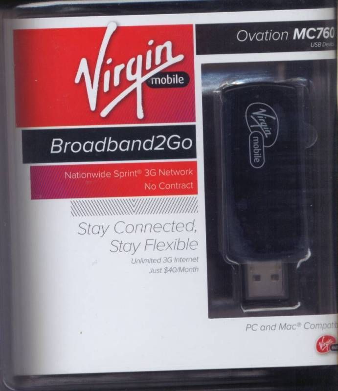 Virgin Mobile Ovation MC760 USB Wireless Device Broadband 2GO 3G No ...