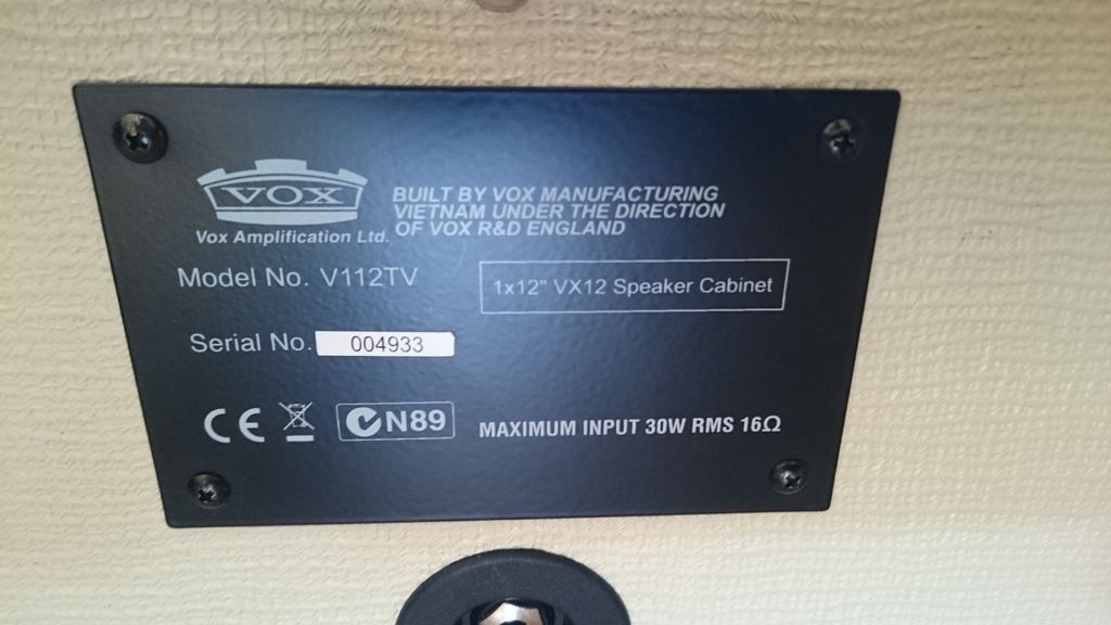 Sold Vox V112tv 1x12 Cabinet Thefretboard
