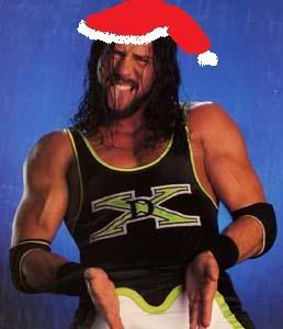 X-Pac in a badly drawn Santa hat
