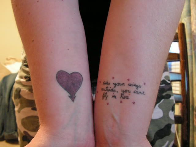  lyrics to "goodbye forever" tattooed on my wrists.