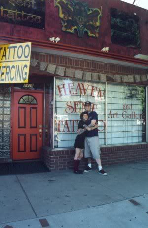 ancient picture of me and some guy at some shop