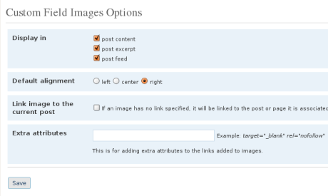 Custom Field Images Options Page