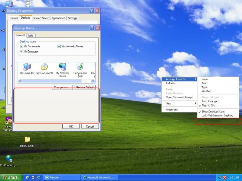 Desktop Cleanup Wizard is missing/blank