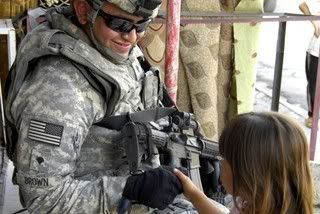 US soldier shakes hands