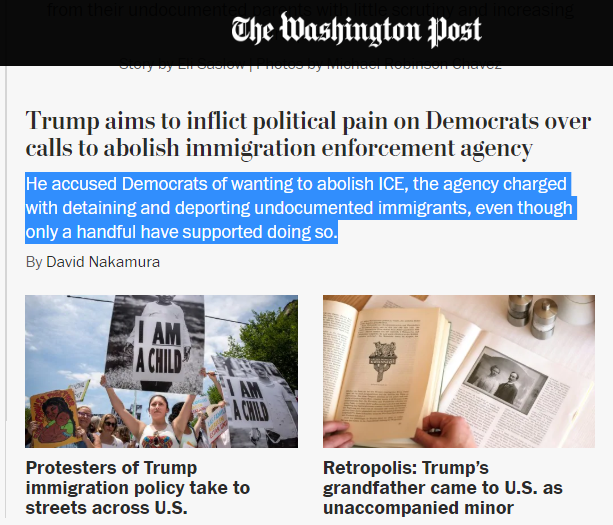 Washington Post: Trump Has Accused Dems Of Wanting To Abolish Ice ...