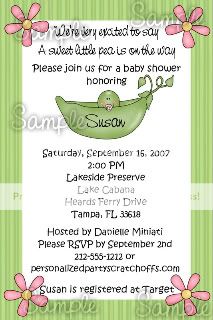 Personalized Sweet Pea in a Pod Baby Shower Invitations  