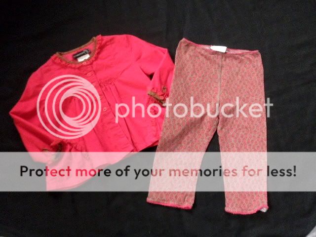 Boutique JEAN BOURGET 2pc red brown corduroy & leggings pants Baby 