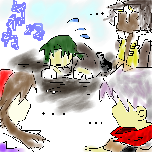 He lost his glasses and nobody's helping him. XD