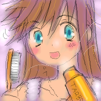 She's brushing her teeth! She looks like a child in this one! *glomps*